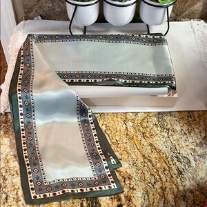 Scarf Green/Gray and Black Silk Scarf.